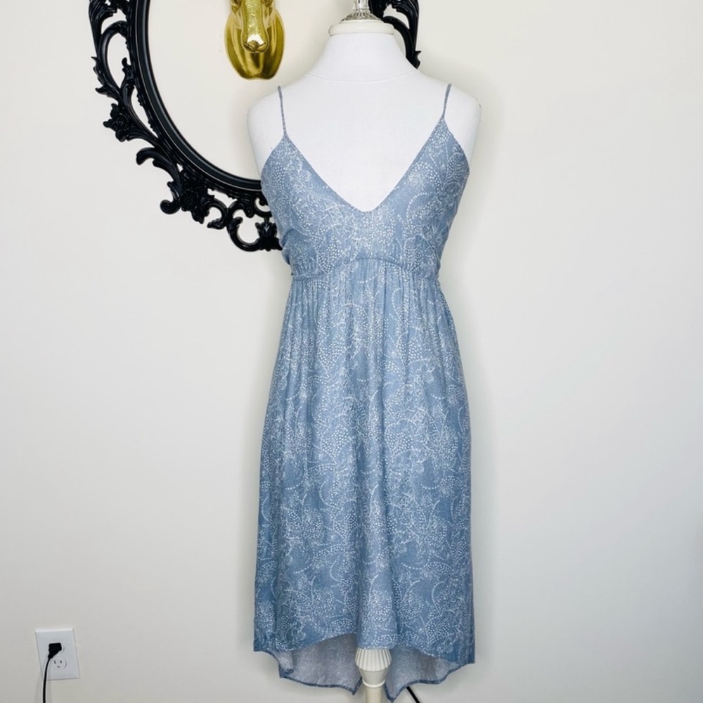 BLACK SWAN Blue Print High Low Strappy Tie Back Summer Midi Dress